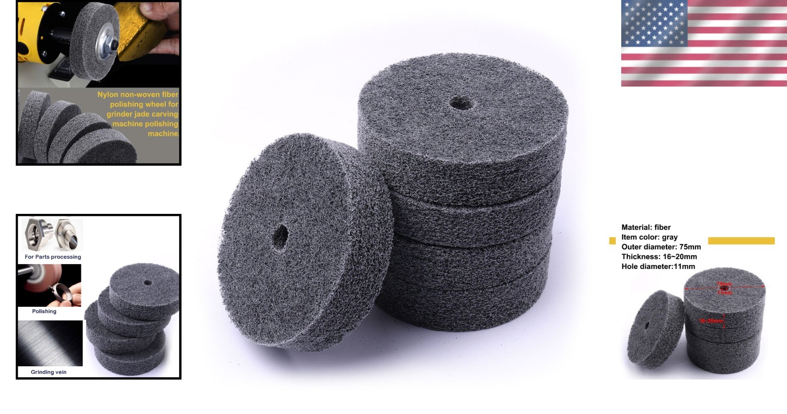 3 Inch Fiber Buffing Wheels Set – 5pcs for Metal Deburring & Polishing Needs