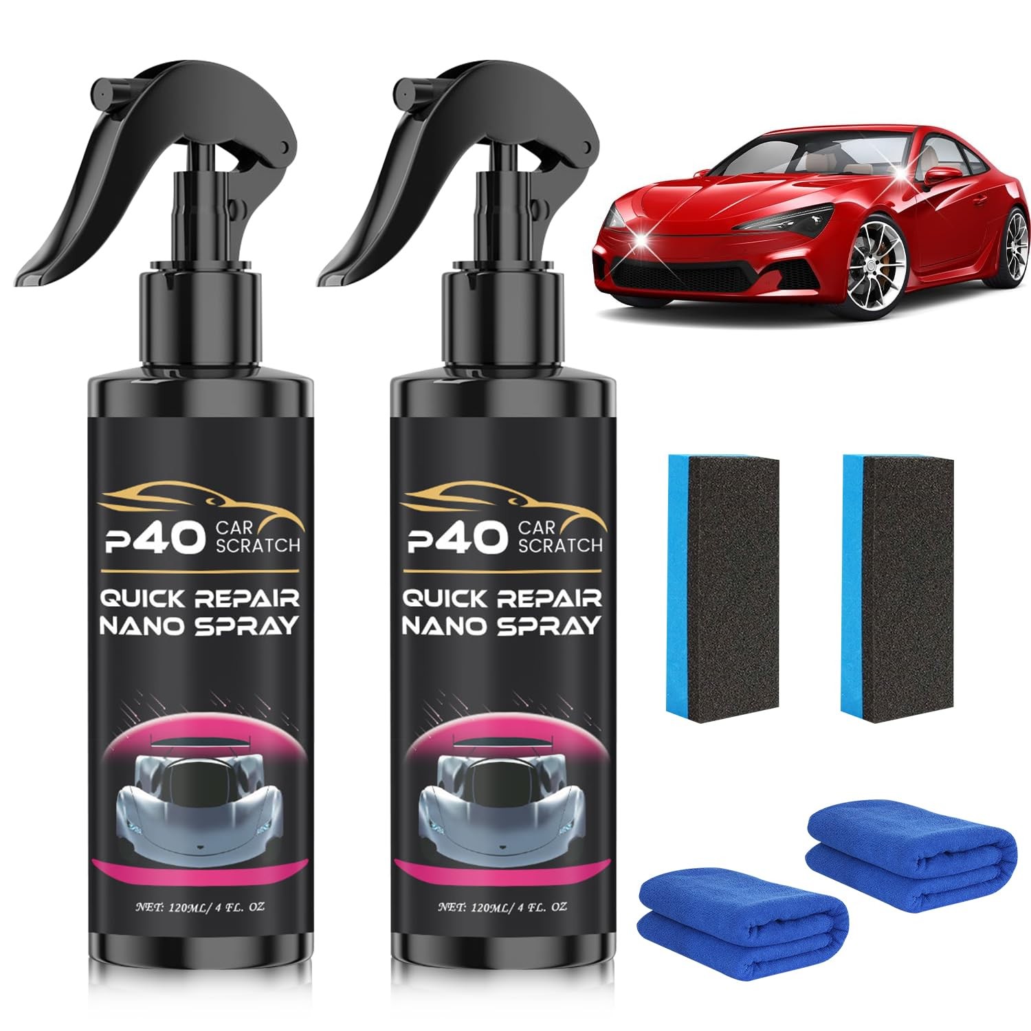 2Pcs P40 Car Scratch Quick Repair Nano Spray,Quick Paint Restoration,Instant …
