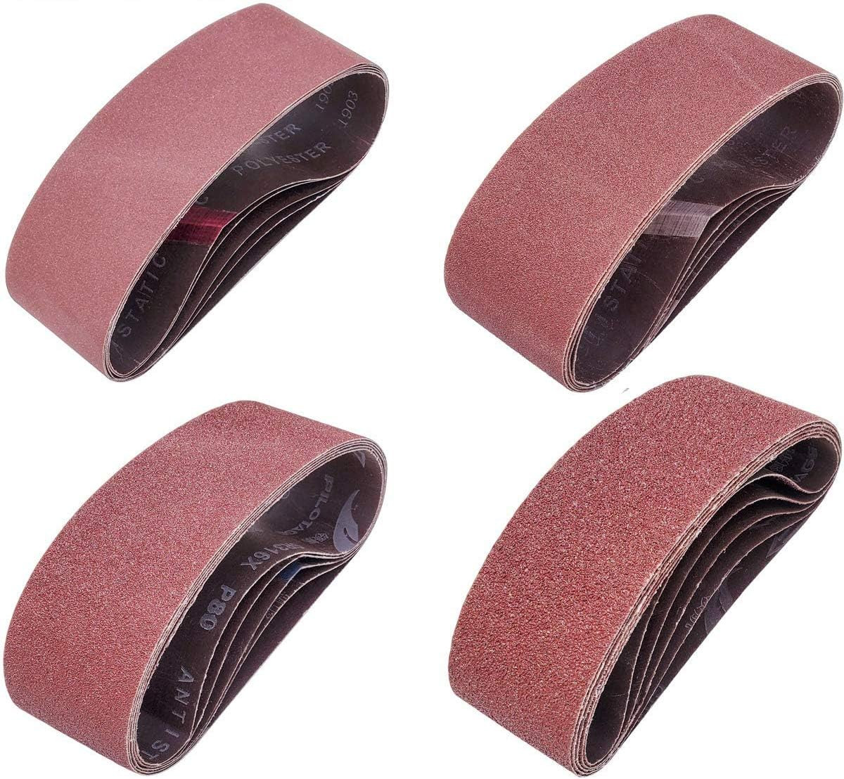 20 PCS 3 Inch X 21 Inch Abrasive Sanding Belts – 5 Each of 40 80 120 240 Grit