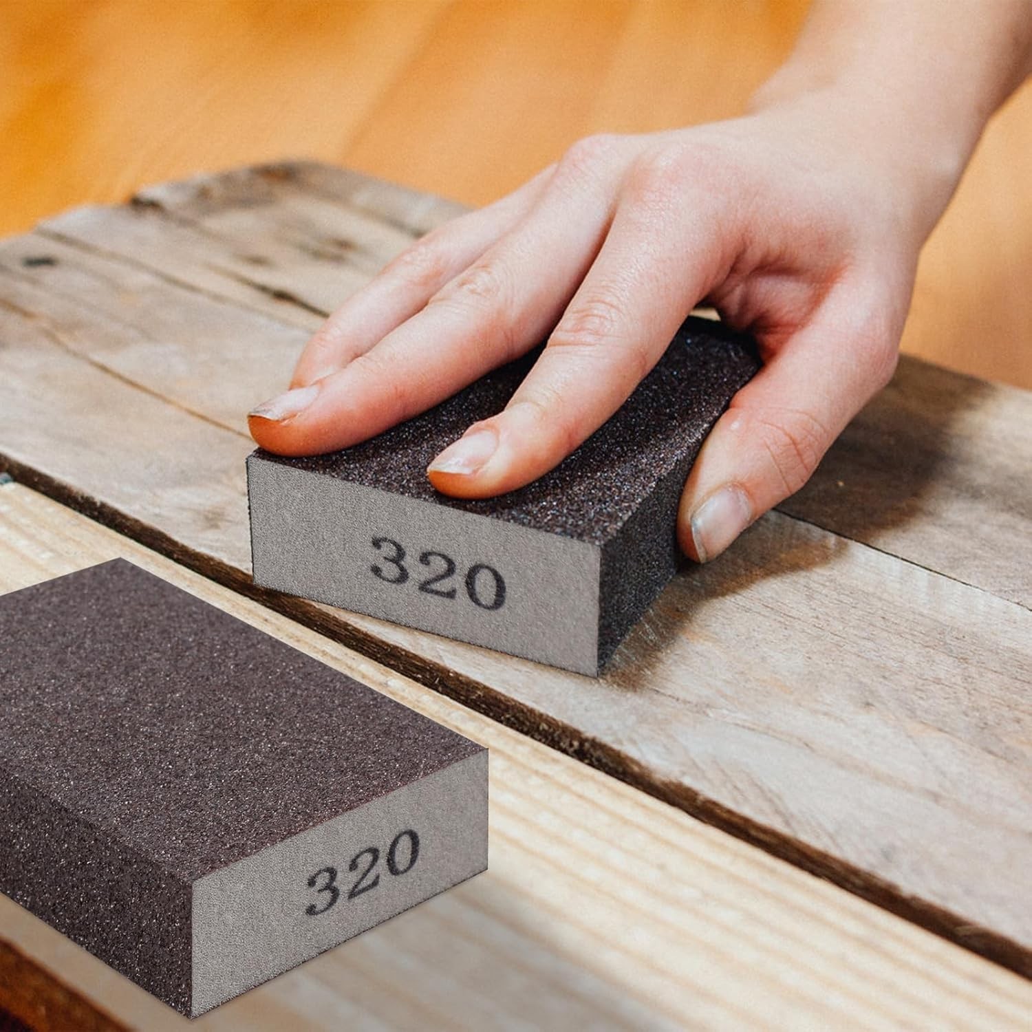 Durable 8-Pack Sanding Sponges, 320 Grit – Perfect for Wood and Metal Finishing