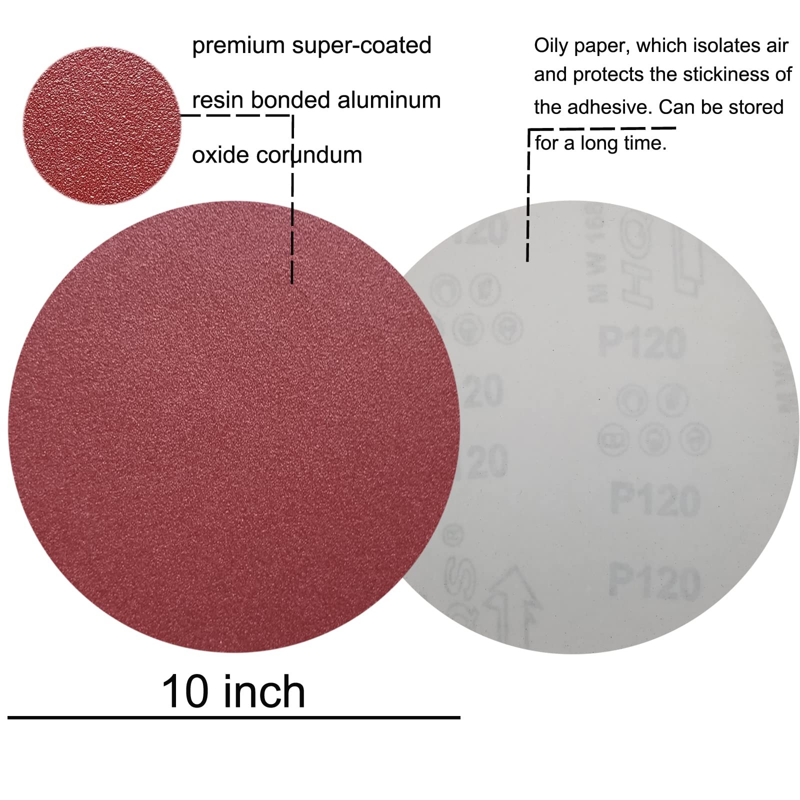 18 PCS 10 Inch PSA Sanding Discs Set – 80, 100, 120, 180, 240 400 10 inch