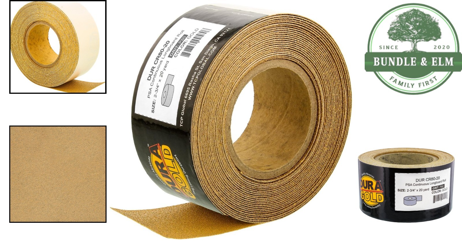 Longboard Sandpaper 80 Grit, 20 Yard Continuous Roll for Auto and Wood Finishing
