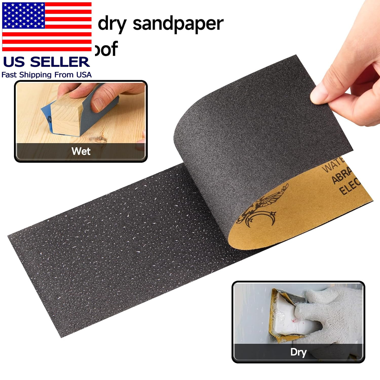 Sandpaper 180 Grit, Wet Dry Sanding Sheets 9X3.6 Inch for Wood Furniture Finishi