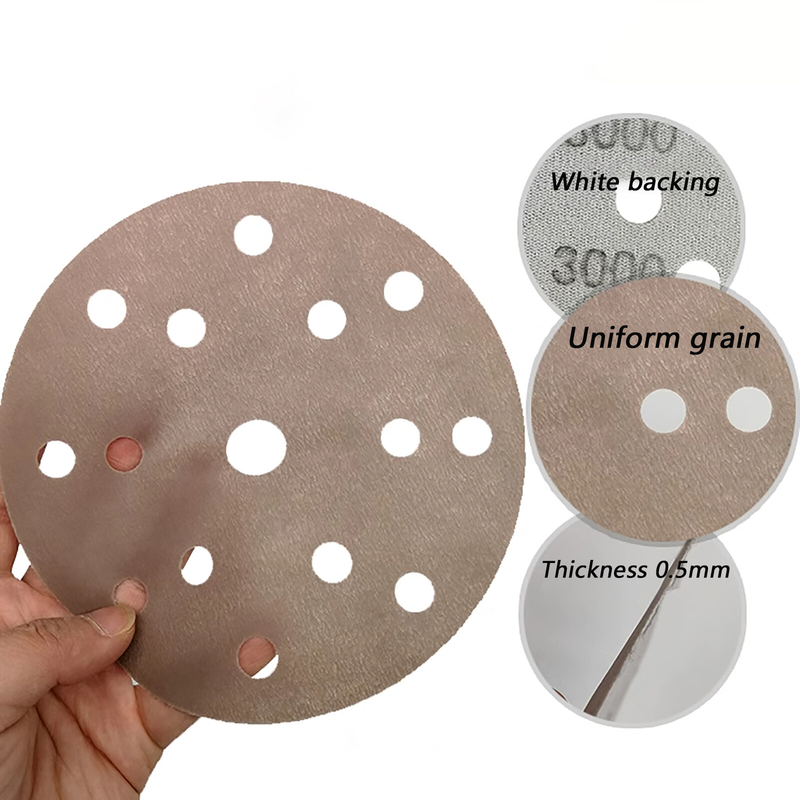 6 Inch 150mm Wet and Dry Sanding Discs Sandpaper Film Pads 600-5000 Grit 15 Hole