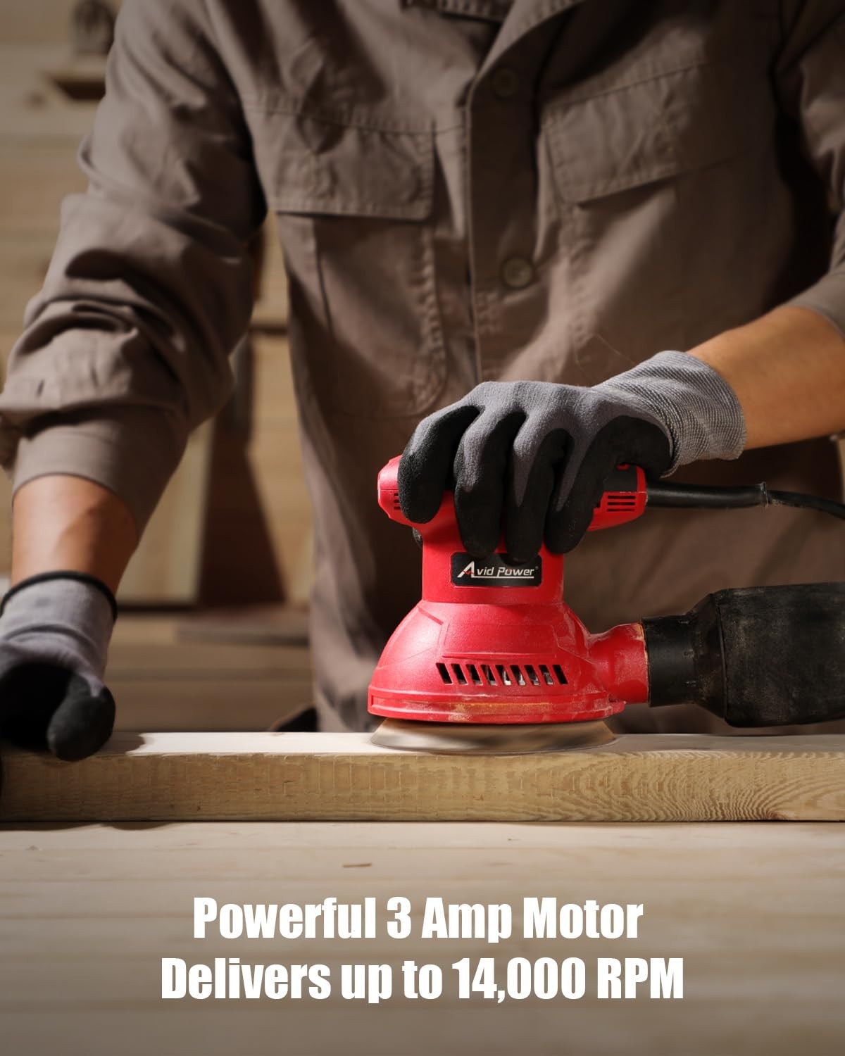 AVID POWER Orbital Sander 3.0 Amp 5 Inch Electric Sander Tool 6 Variable Speeds
