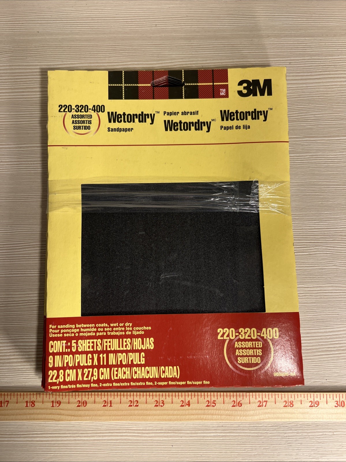 3M Silicon Carbide Assorted Sandpaper 9088NA Very Fine Extra Fine Super Fine 5pc