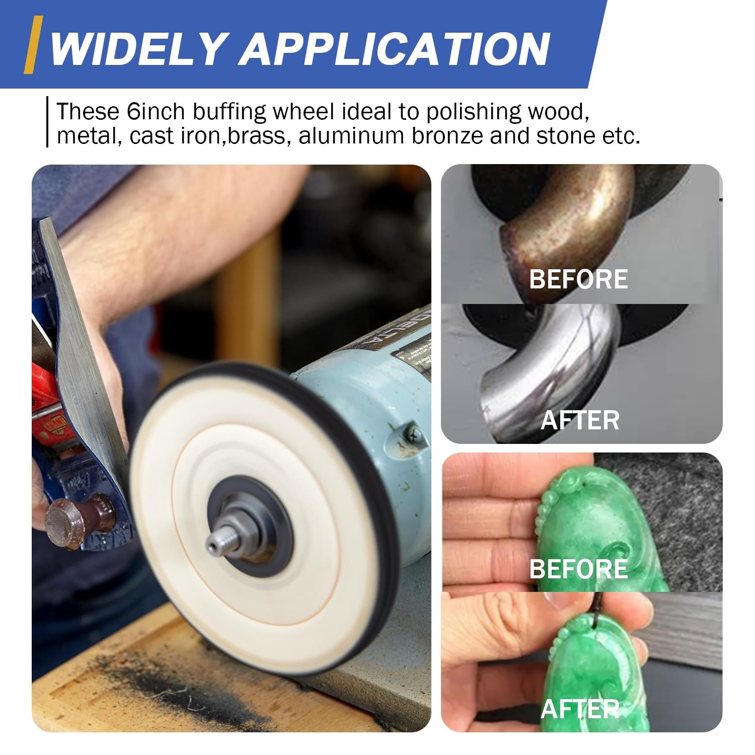 6inch Buffing Polishing Wheels 1/2″ Arbor Hole,Fine (40Ply) / Medium (30Ply) …