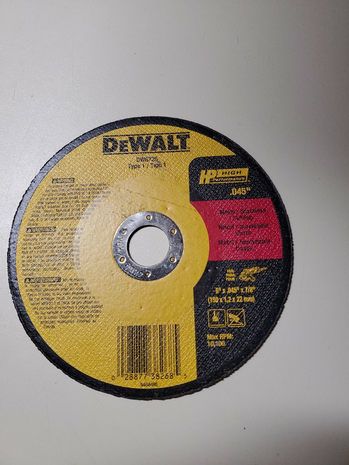 Dewalt 6″x.045 Cutting Disk dw8725