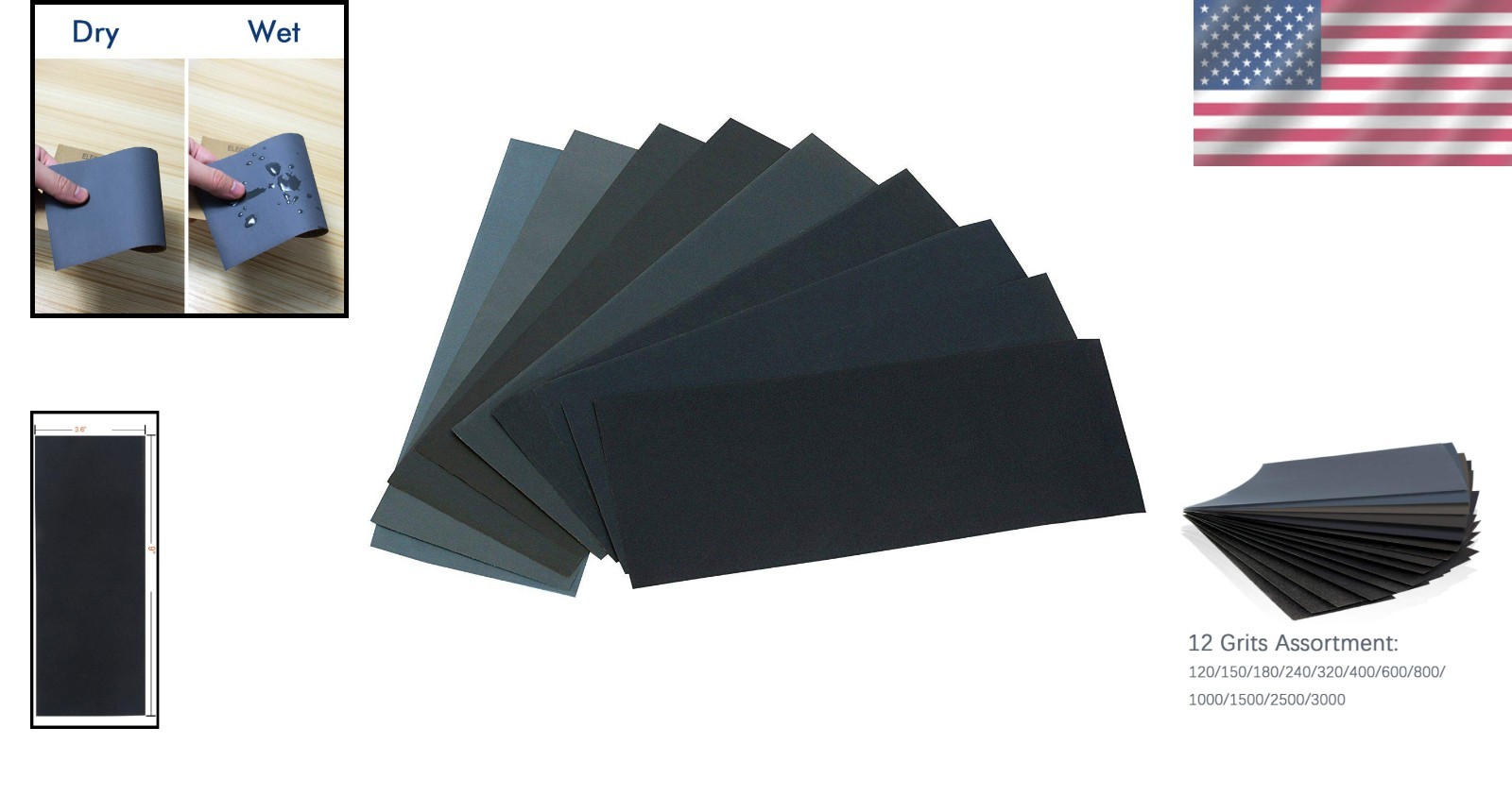 12 Grit Assorted Silicon Carbide Sandpaper – 24 Sheets for Professional Results