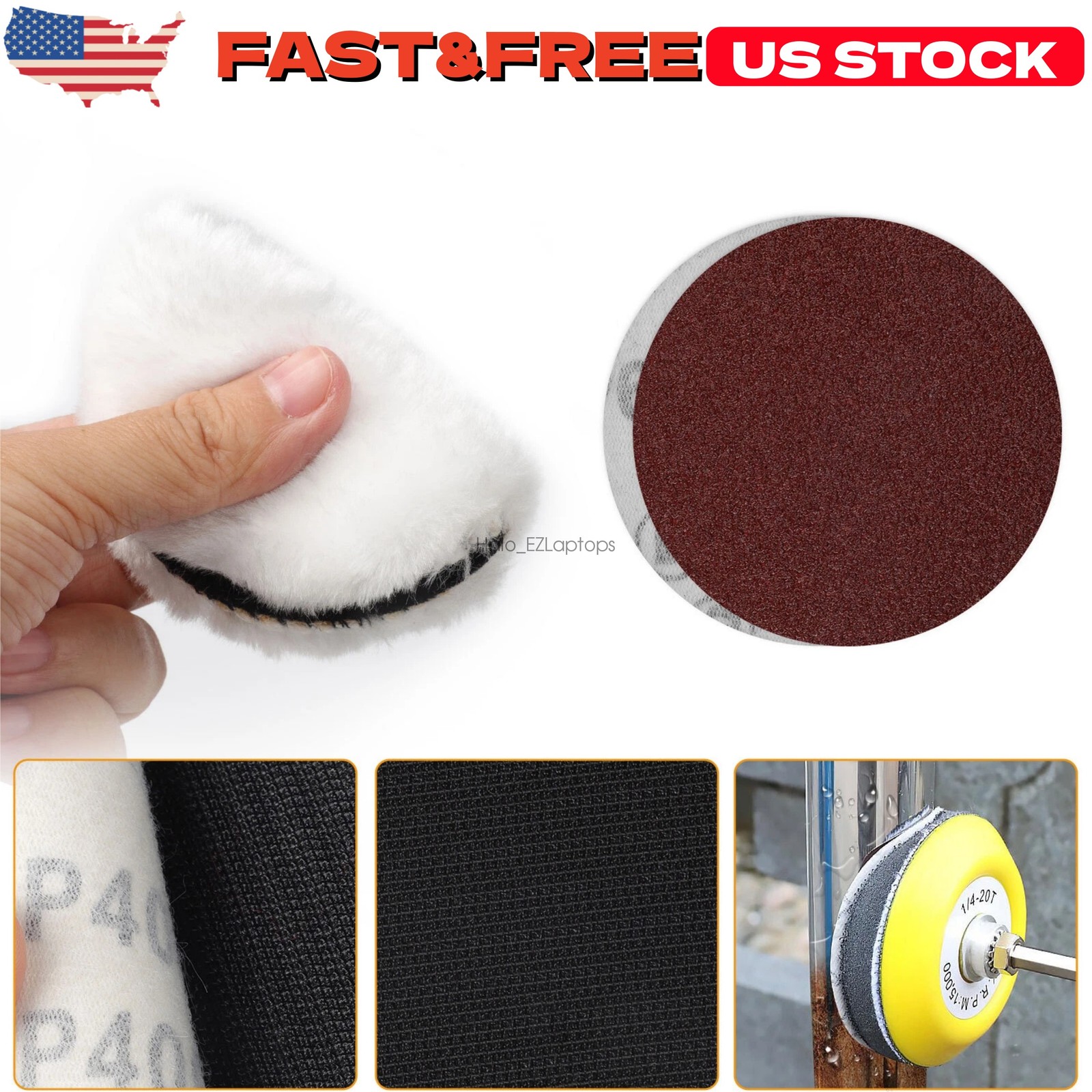 250x 1inch Sanding Discs 60-10000 Grit For Drill Wet Dry Hook Loop Sandpaper US
