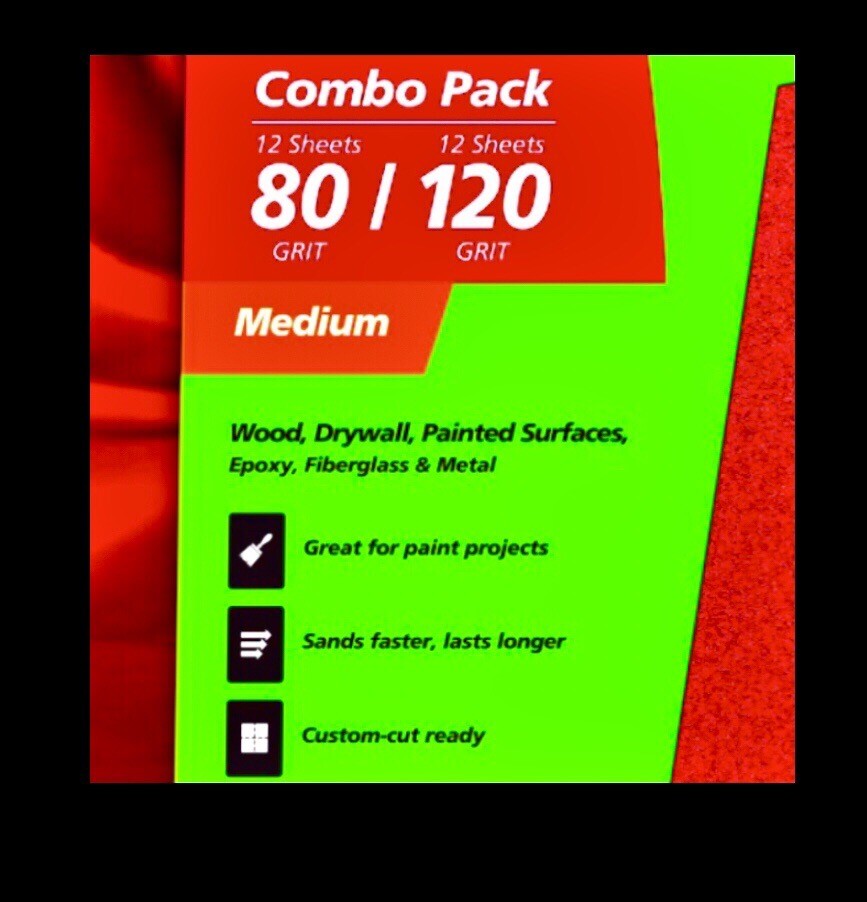 Gator Sandpaper 24 Sheets Pack (80 & 120 Grit) For Manual/power Sanding 9” x 11”