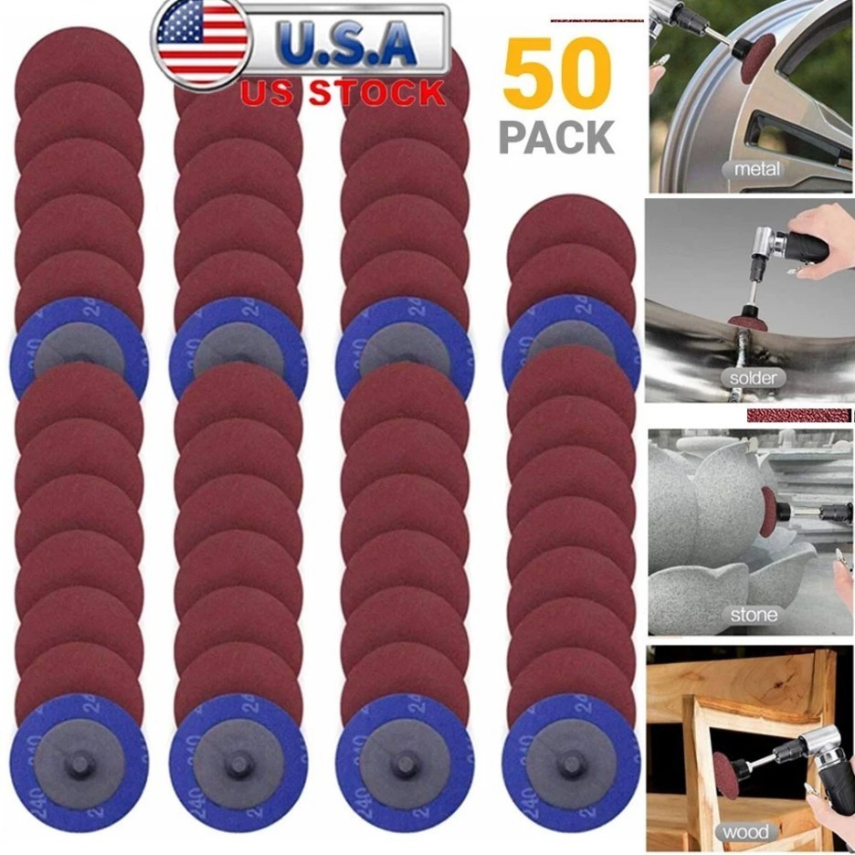 50P 2 inch 80 Grit Aluminum Oxide Roll Lock Die Grinder Sanding Grinding Disc-##