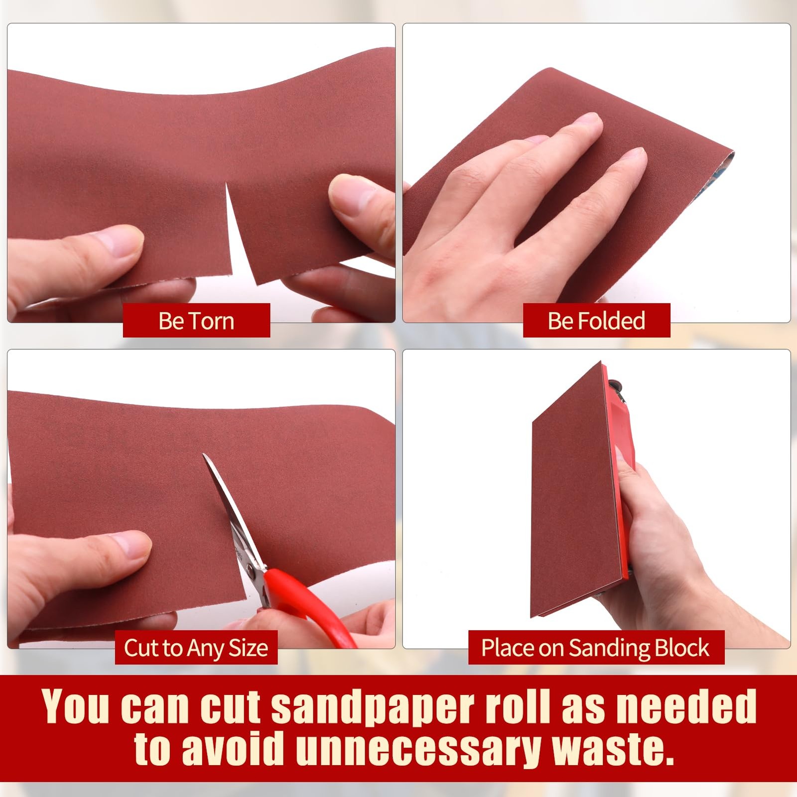 400 Grit Sandpaper Roll 4 Inch x 32.8 Ft Aluminum Oxide Wet Dry Furniture Car
