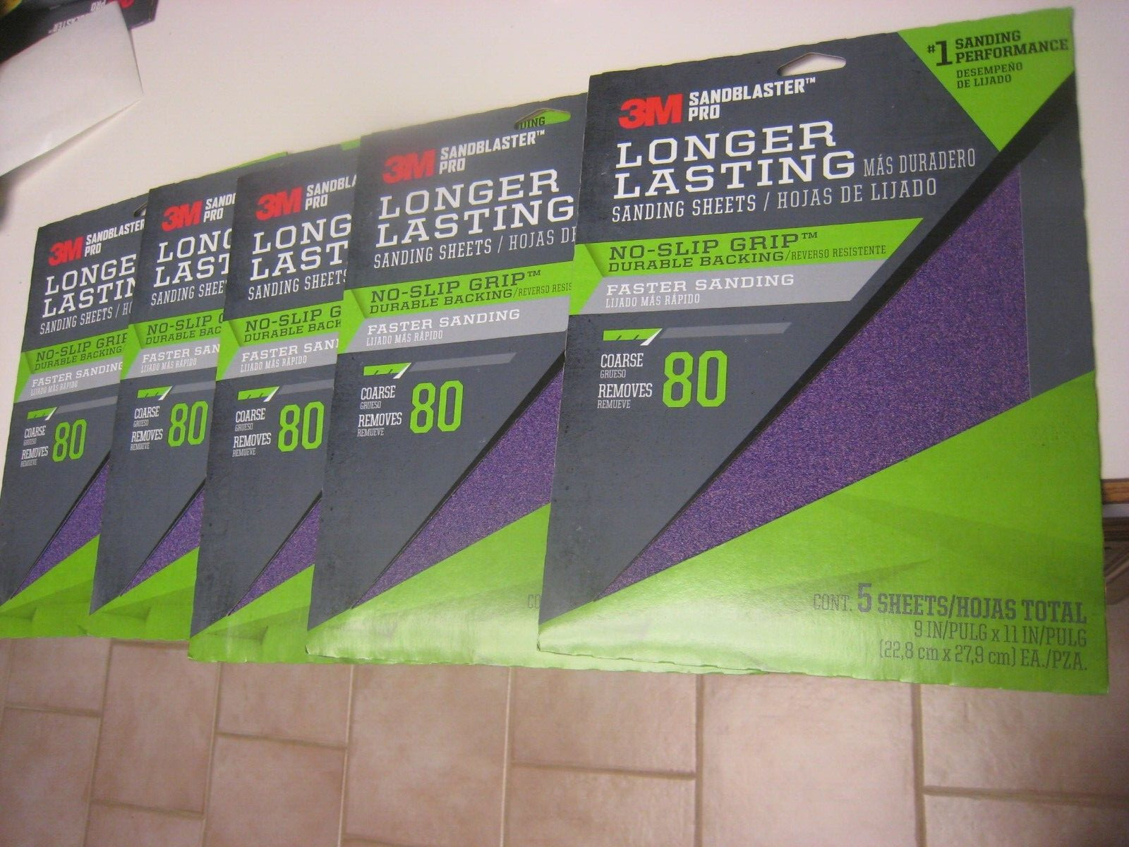 25 sheets 3M SandBlaster Pro Coarse 80-Grit Sheet Sandpaper 9″ x 11″ 5 packs X 5