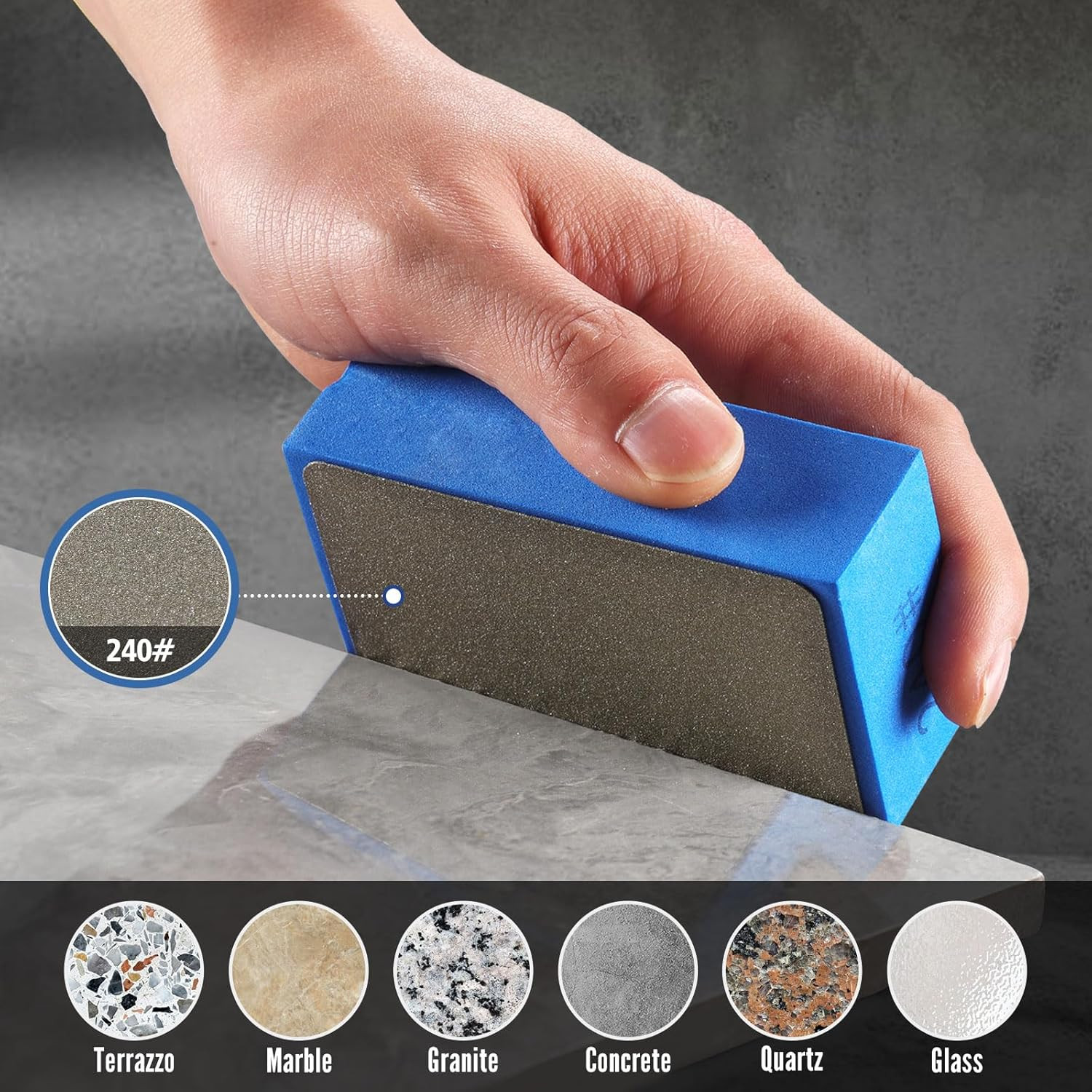 Diamond Hand Polishing Pads, 5PCS Diamond Sanding Pads 60/120/240/400/1000 Grit