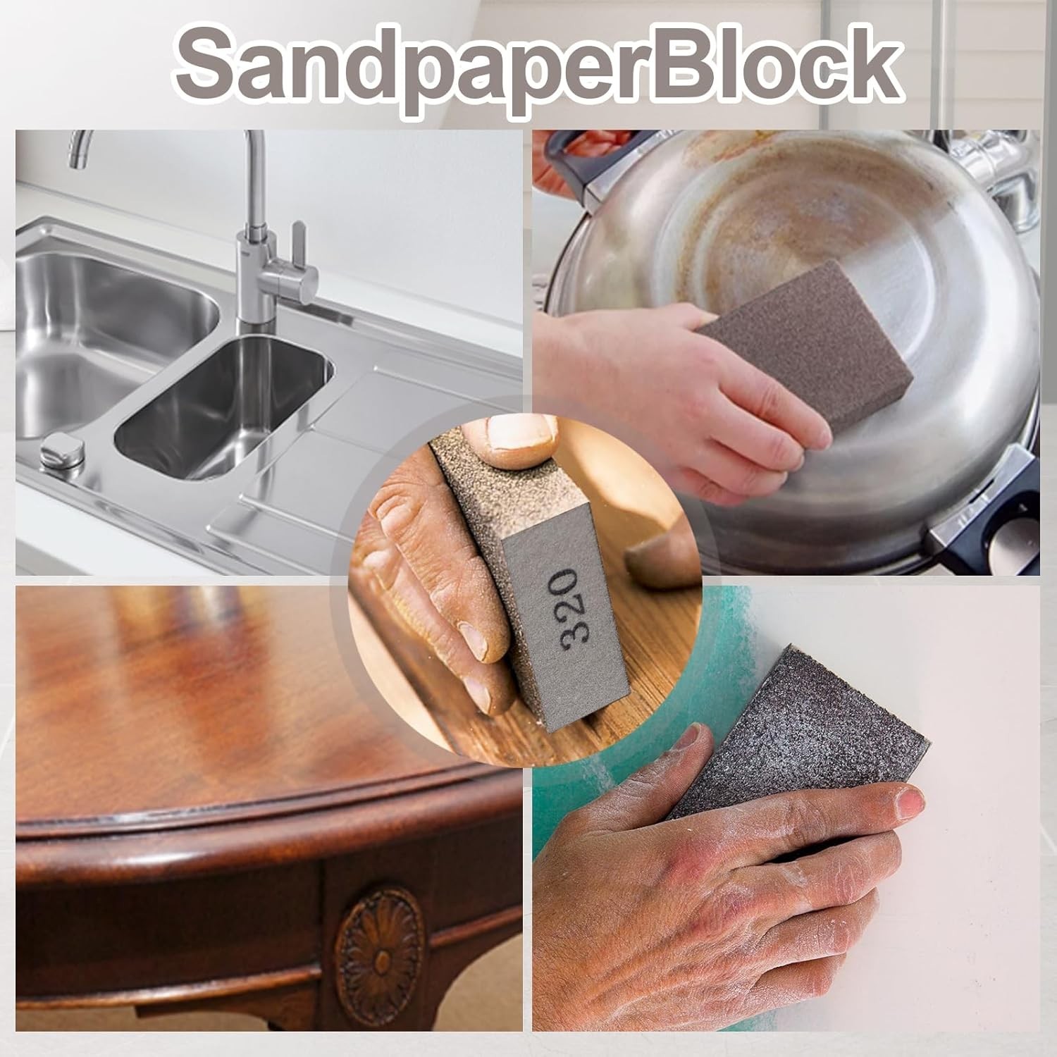 Durable 8-Pack Sanding Sponges, 320 Grit – Perfect for Wood and Metal Finishing