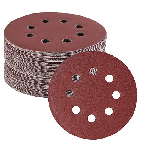 Bates- Sanding Discs 5 Inch 8 Hole, 30 Pack, Assorted 30 Pack, 40-600 Grits Red