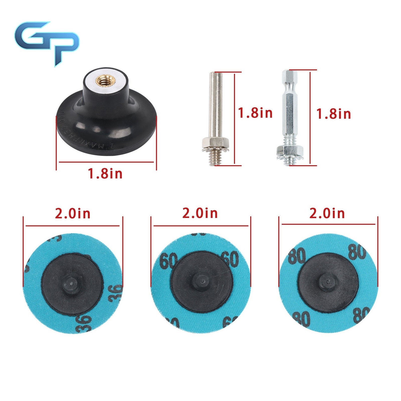 80 PCS 2 Inch 36/60/80 Grit Roll Lock Sanding Discs for Die Grinder Accessories