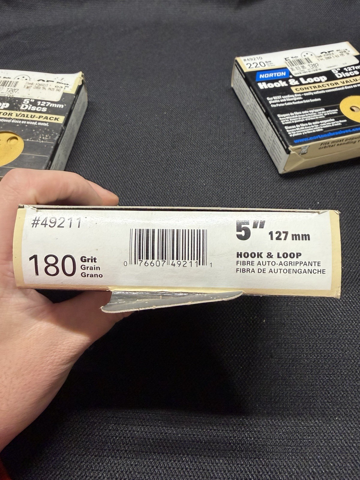 Norton Hook & Hoop 5” 127mm Discs 25 Pack, 3 Packs; 120, 180, 220 Grit