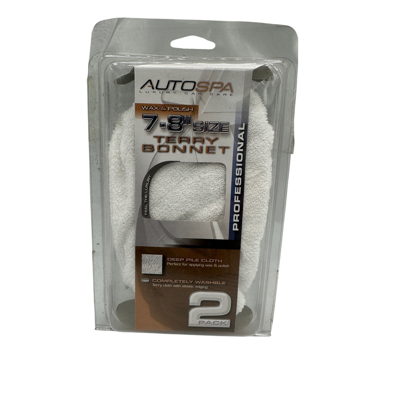 AutoSpa Terry Bonnet 2 Pack 7-8″ White NEW Professional Wax Polish Car Care
