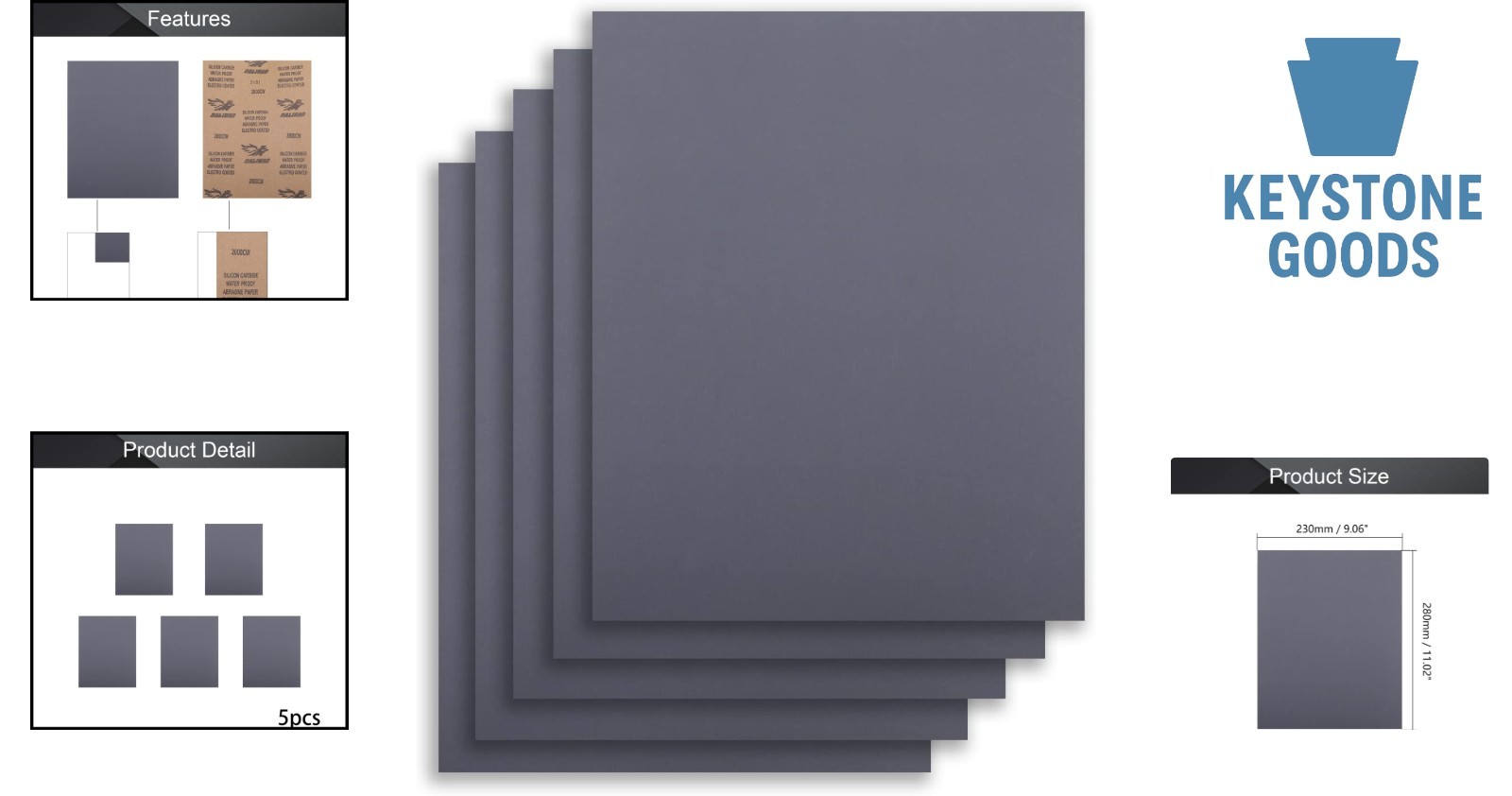 5pcs 2000 Grit Wet-Dry Silicon Carbide Sandpaper Sheets – Fine Automotive, Wo…