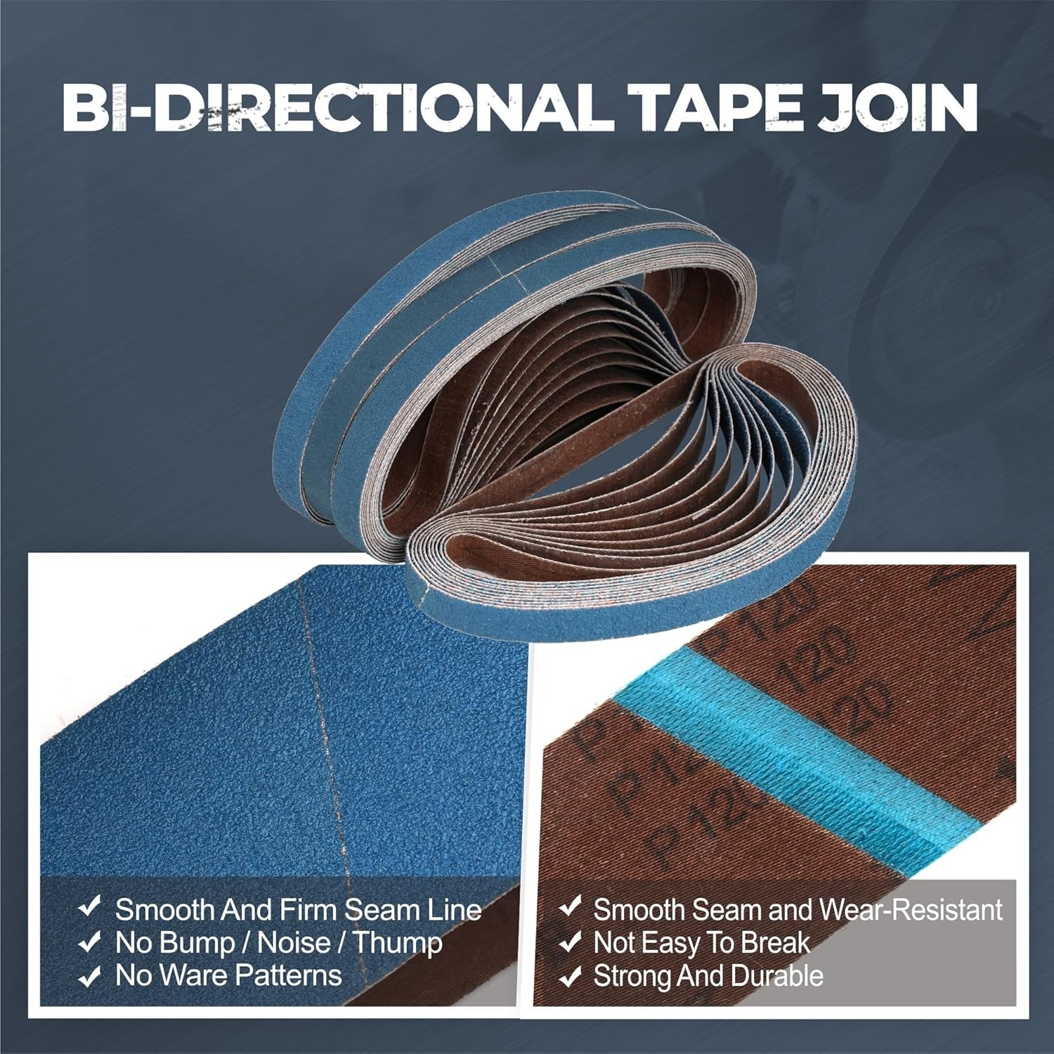 1/2 x 18 inch Zirconia Sanding Belts, 40Pcs 10 Each of 40/60/80/120 Assorted
