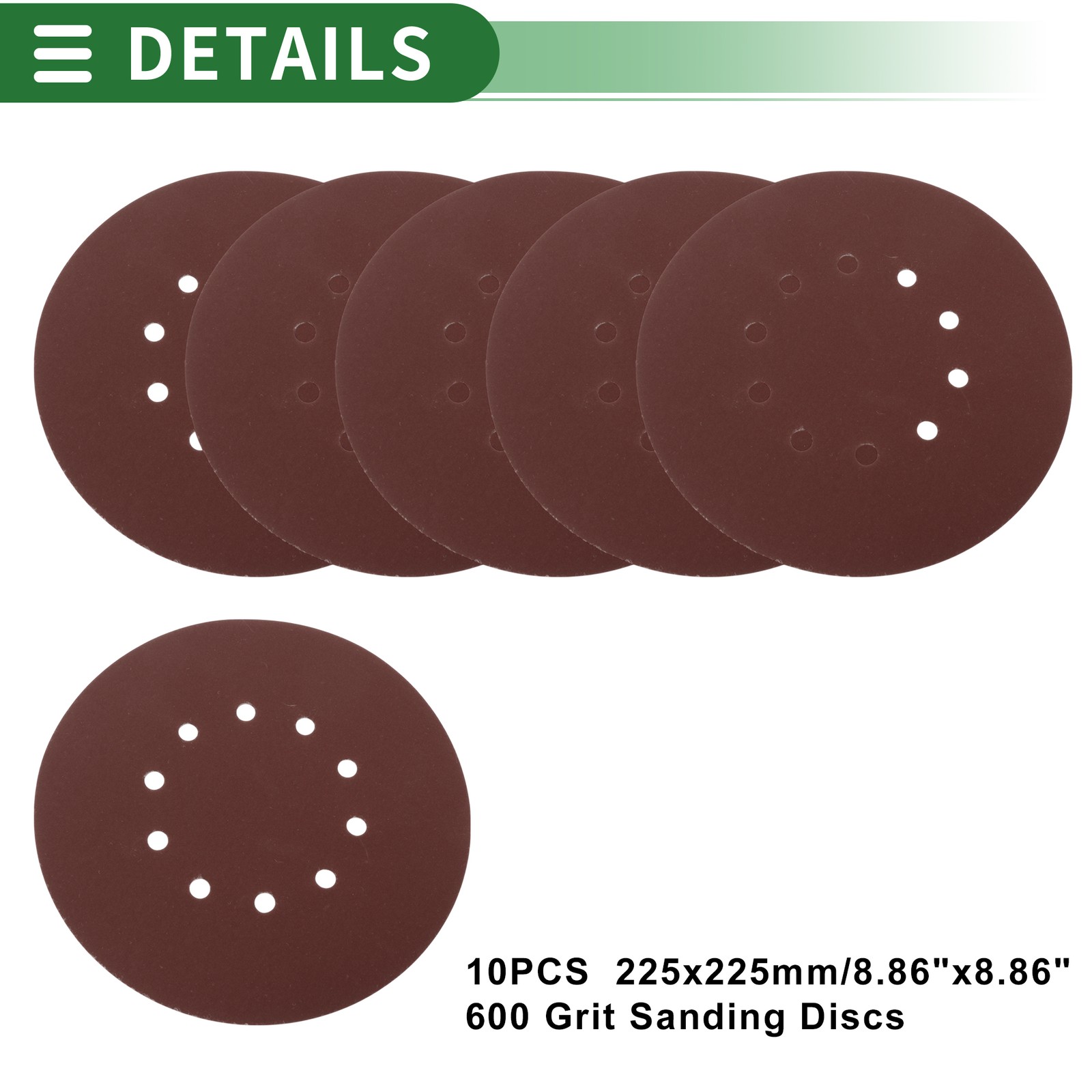 Sandpaper 225x225mm 600 Grit 10 Pcs Red Hook & Loop Sanding Sheets