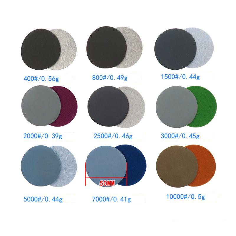 50mm -2″ Inch Flocking Wet Water Sanding Discs Hook and Loop Sandpaper Pads