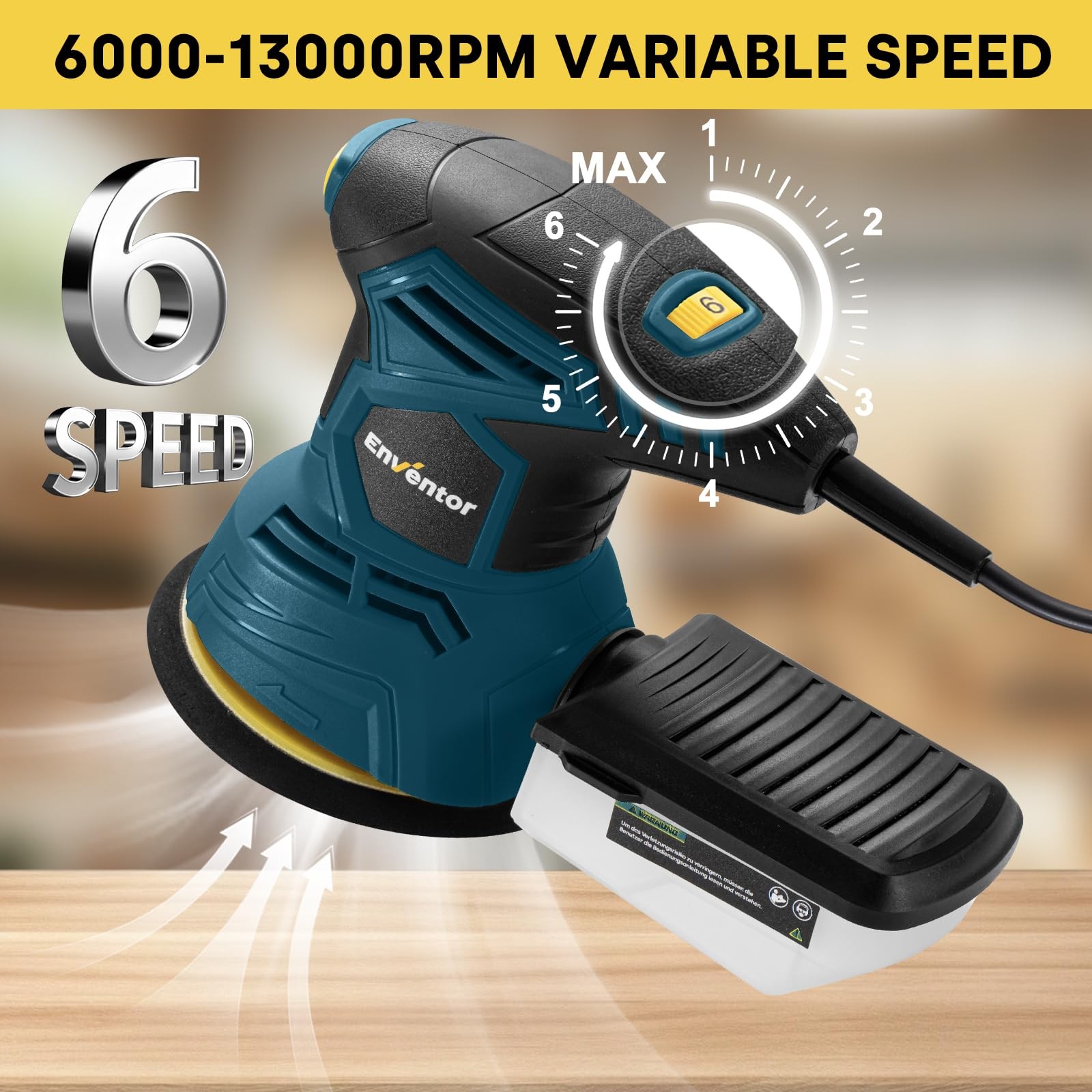 Enventor 2.5A Random Orbital Sander, 300W 5-Inch Electric Sander
