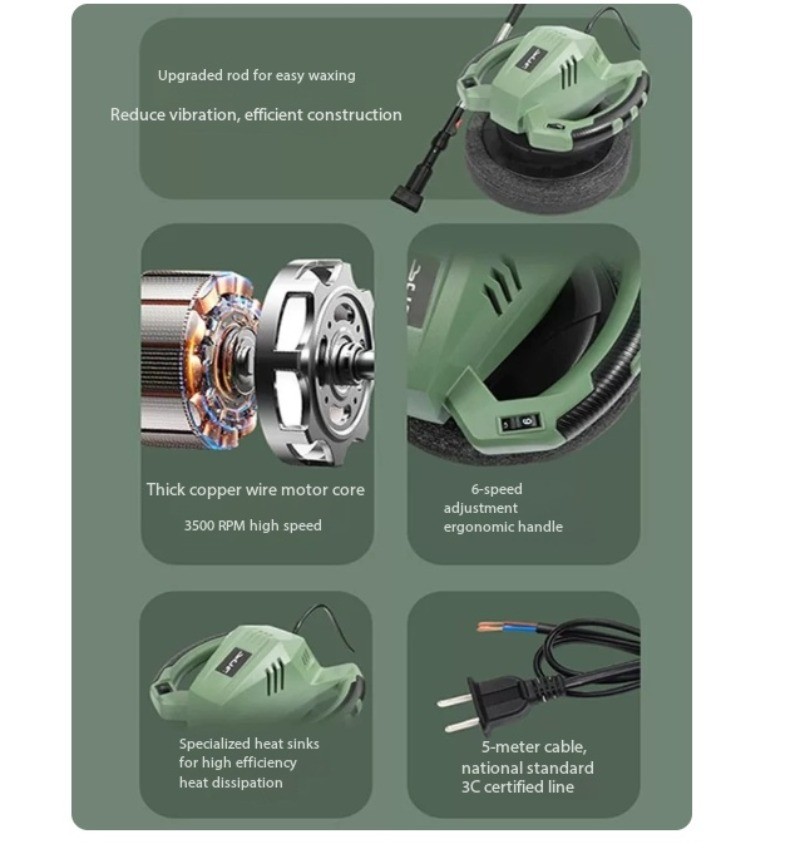 Wood Floor Waxing Machine Home Use 6-Speed Settings and Marble Electric Polisher