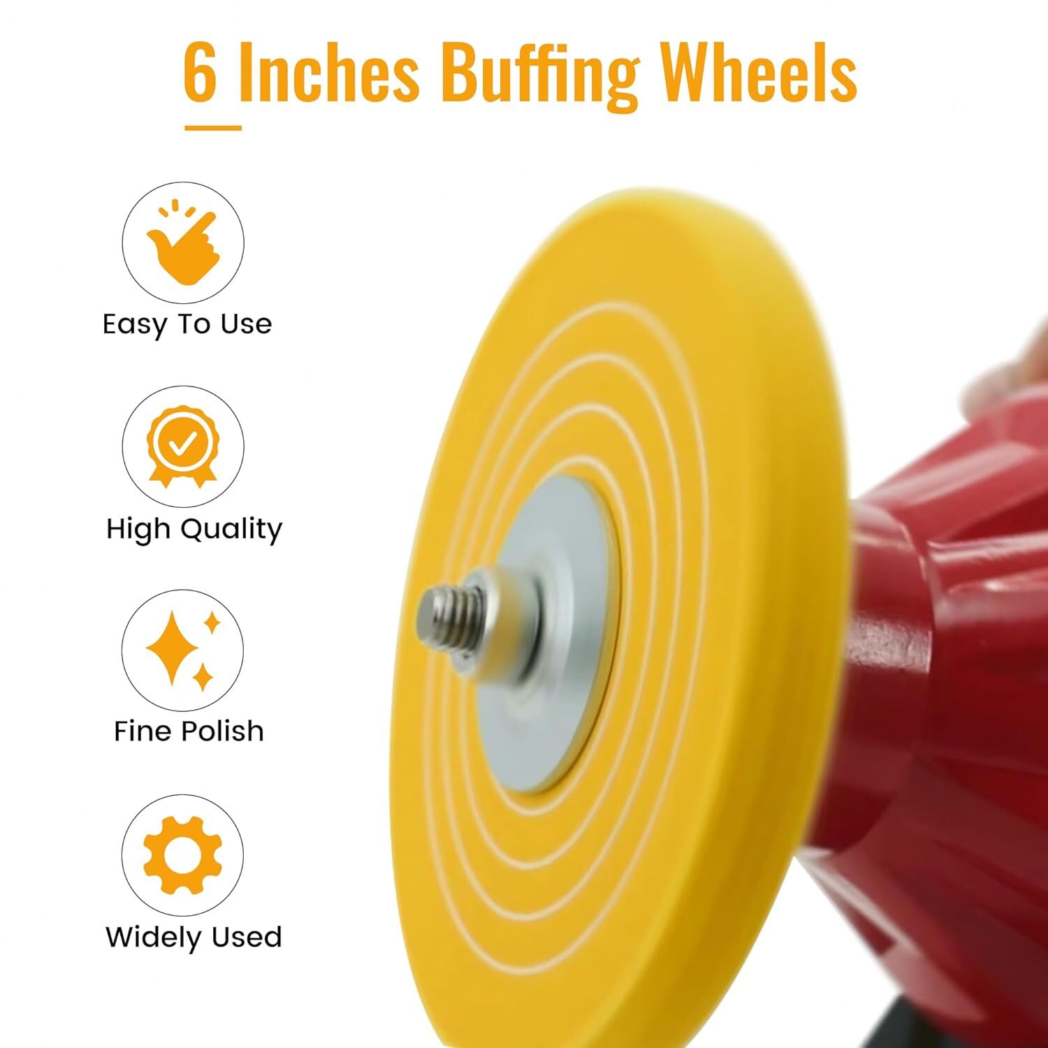 1 PACK 6 In Extra Thick Cotton Buffing Wheel, 6″ x 40 Ply Yellow Polishing Wheel