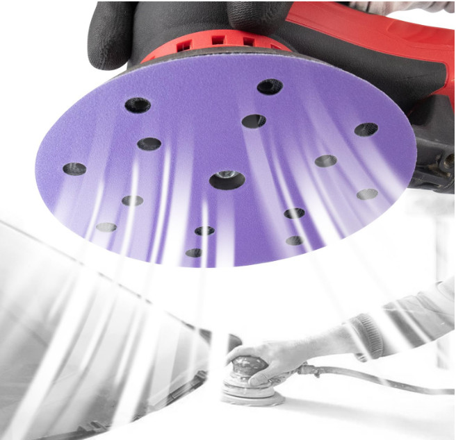 SATC 100PCS 6″ Ceramic Purple Sanding Disc 15-Hole Hook & Loop 600Grit For Metal