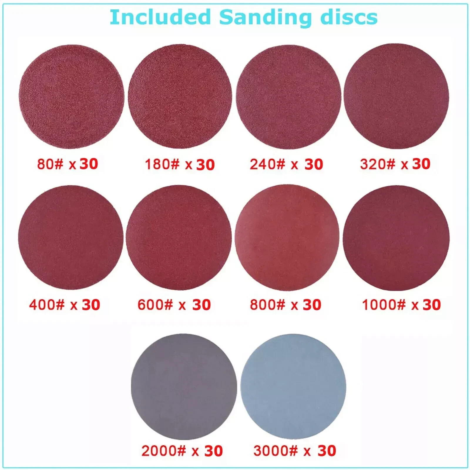 306PC 2 inch Sanding Discs Dry Hook Loop 80-3000 Grit for Drill Die Grinder US