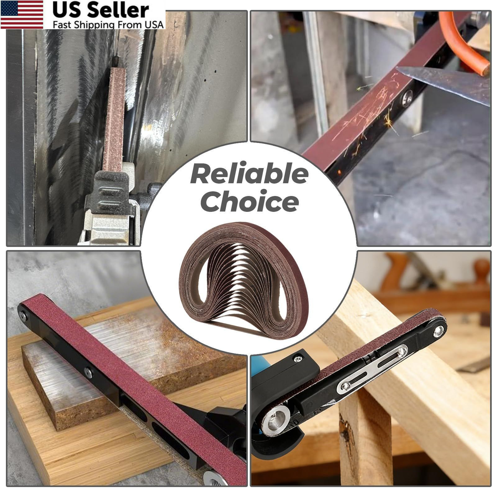 1/2 x 18 Inch Sanding Belts 20 Pcs Aluminum Oxide 60/80/120/180/240 Grits Sander
