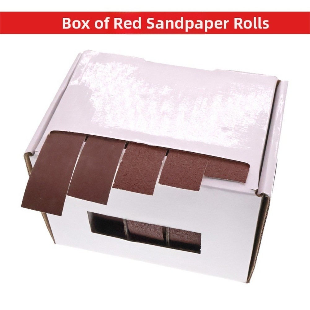 Furniture Polishing Sandpaper Roll Red 2.5 x 500cm Aluminum Oxide Abrasive