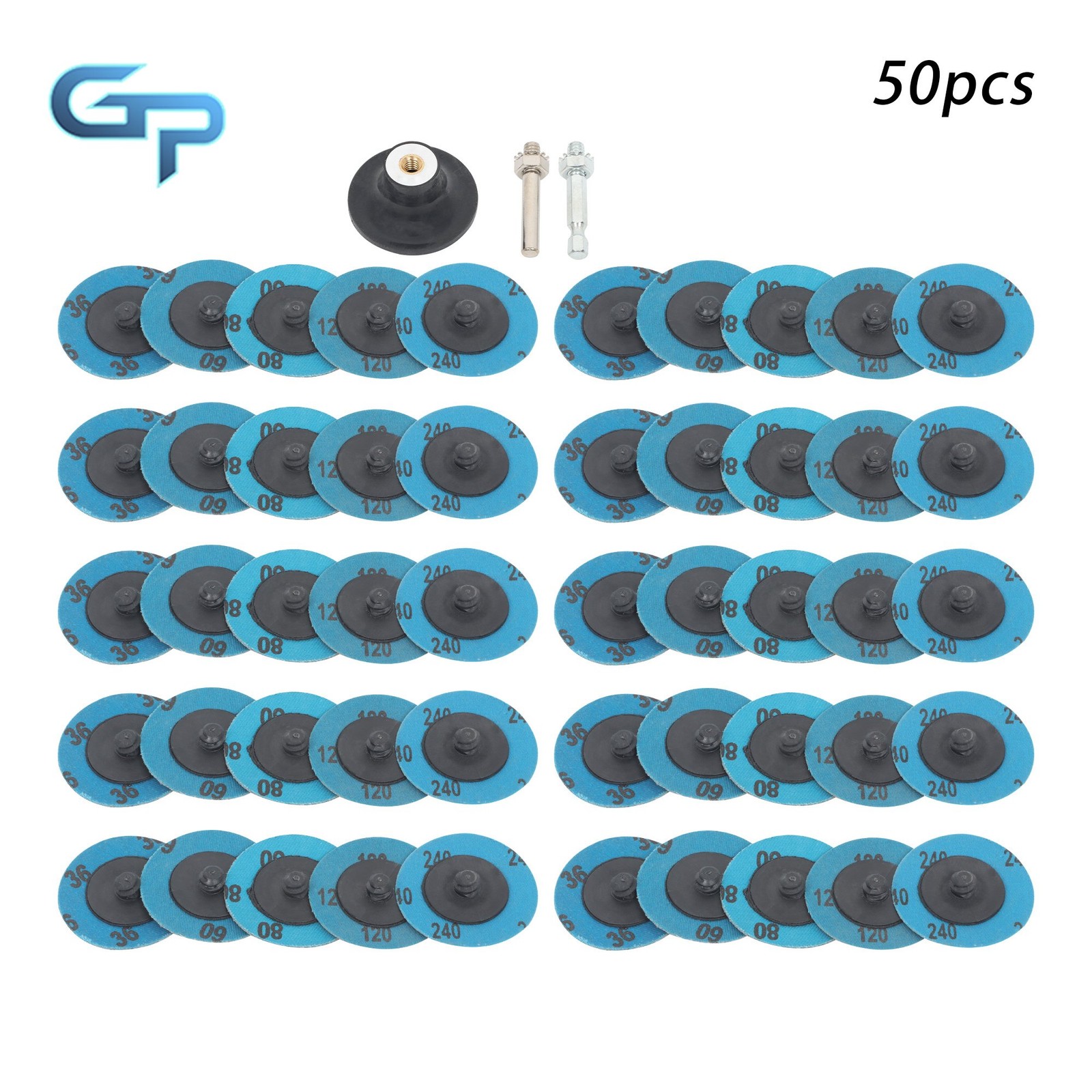 50 PCS 2 Inch 36/60/80/120/240 Grit Roll Lock Sanding Discs for Die Grinder