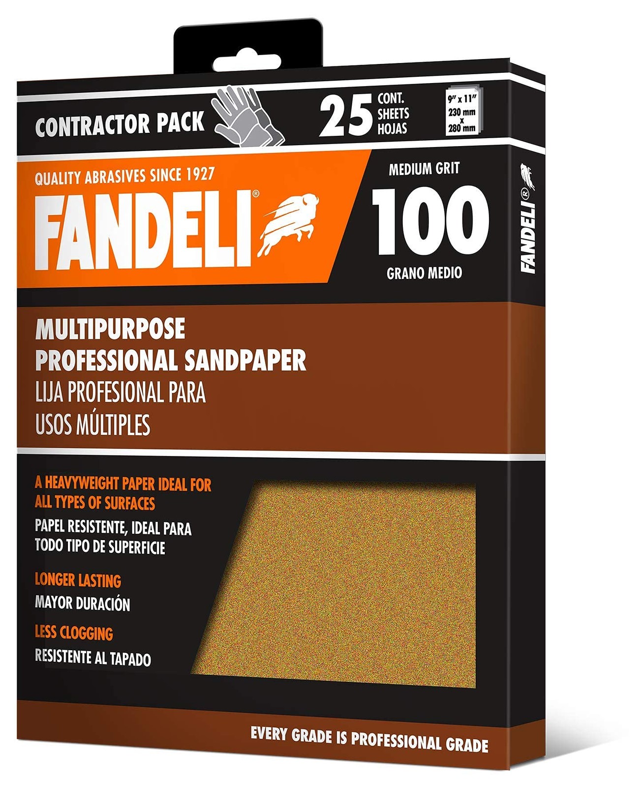 Fandeli | Multi-Purpose Sandpaper | 100 Grit | 25 Sheets of 9” x 11” | Ideal f