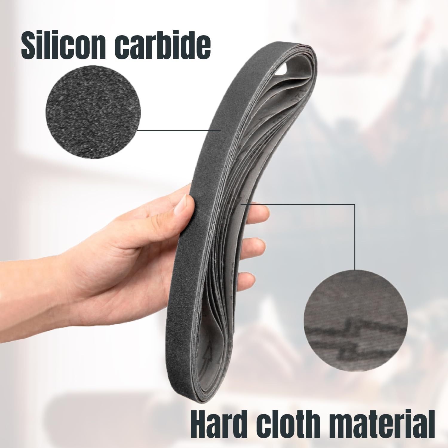 POWERTEC 1 x 42″ Sanding Belts 320Grit Silicon Carbide Sandpaper-10pcs (414232S)