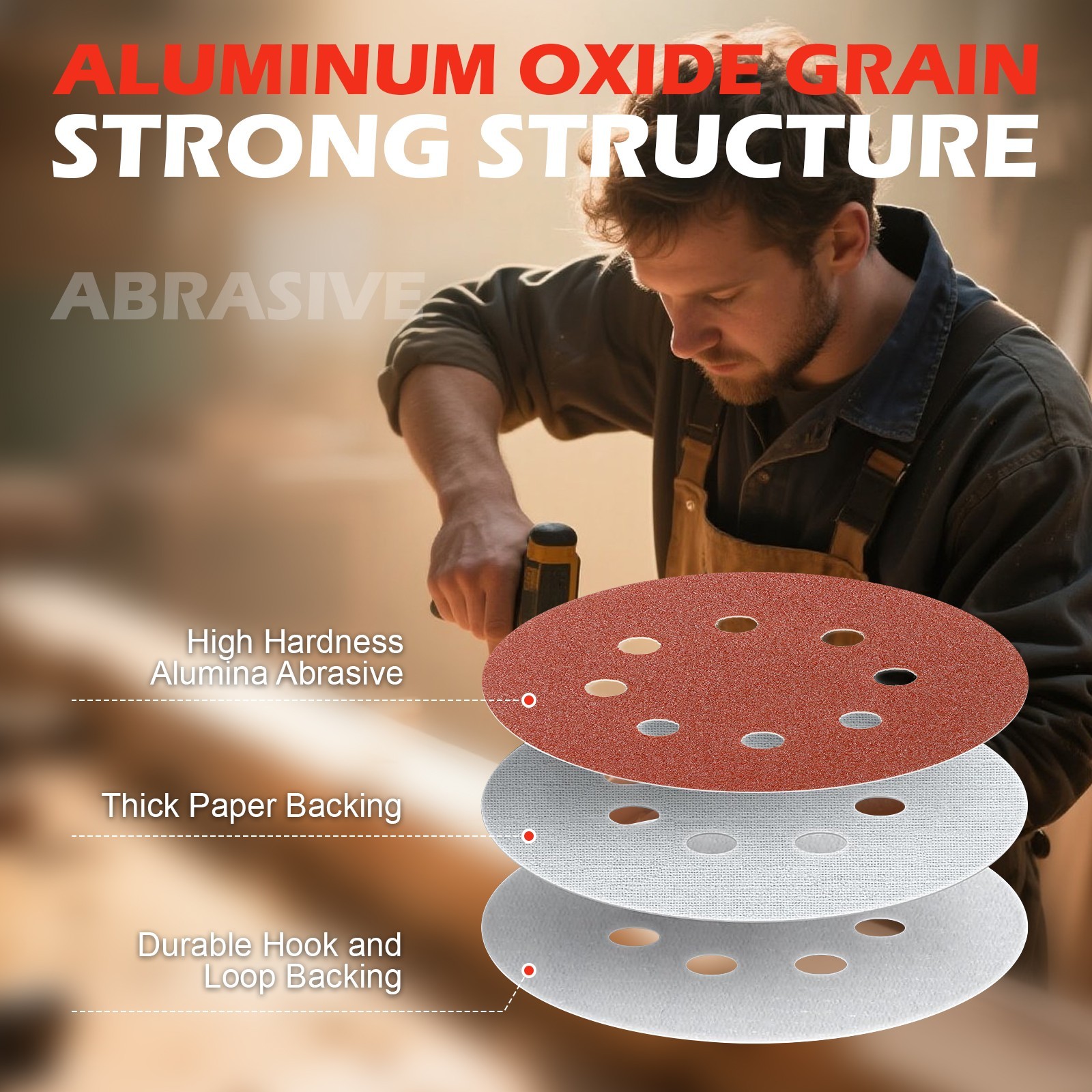 50x 5inch Sanding Discs 120 Grit Hook Loop 8-Hole Orbital Sander Paper DIY Acces