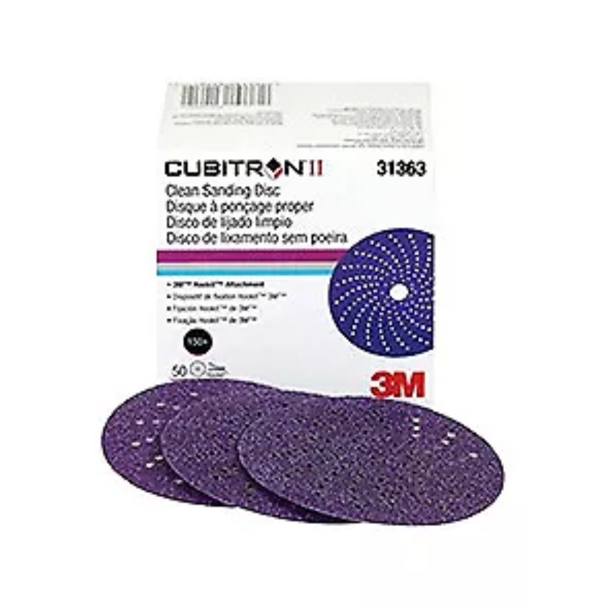 3M 31363 3″ 150 Grit Cubitron II Clean Sanding Hookit Abrasive Discs 50/Box NEW