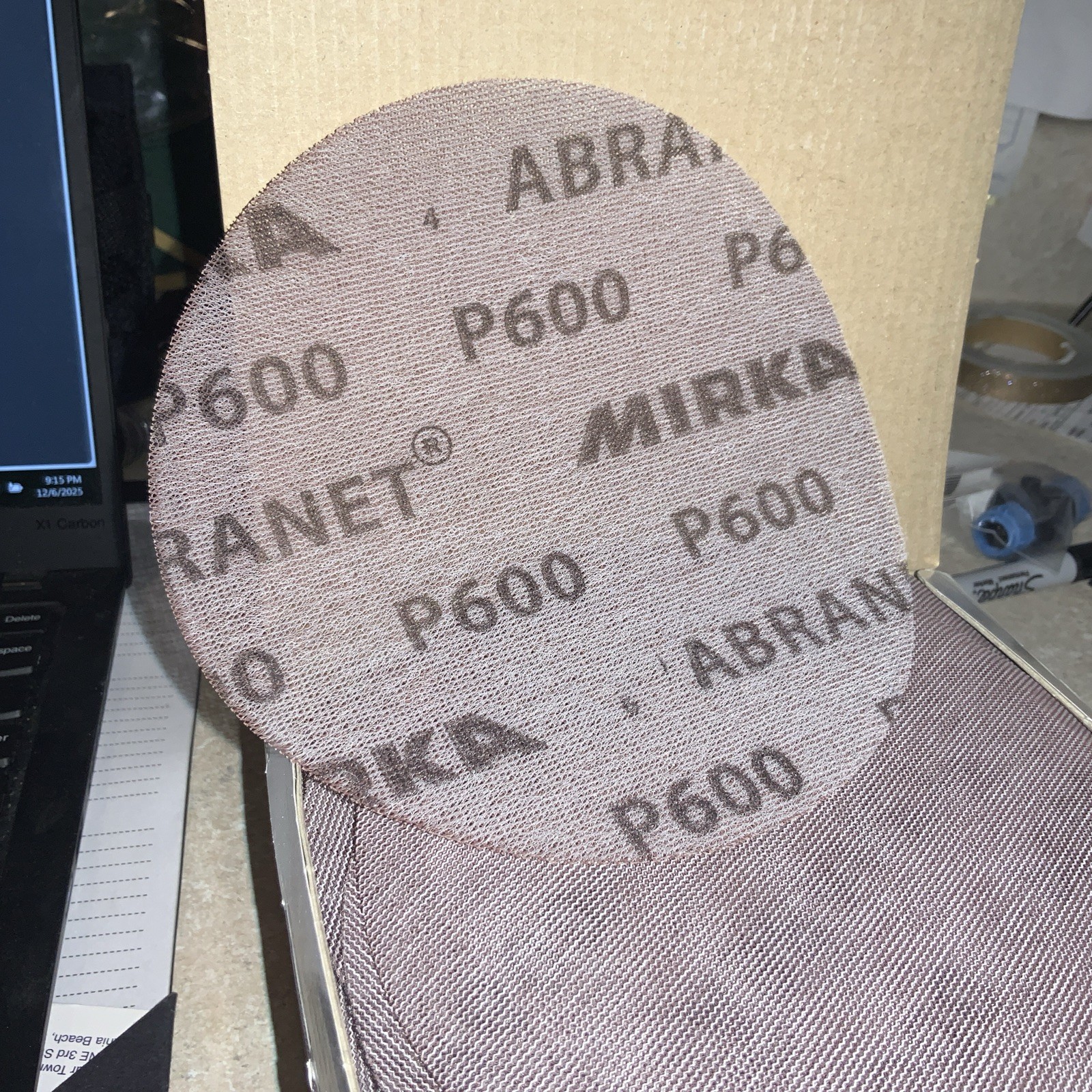 New: Mirka Abranet 600 Grit 6″ Discs 9A-241-600 – 50 Disc. – Open Box