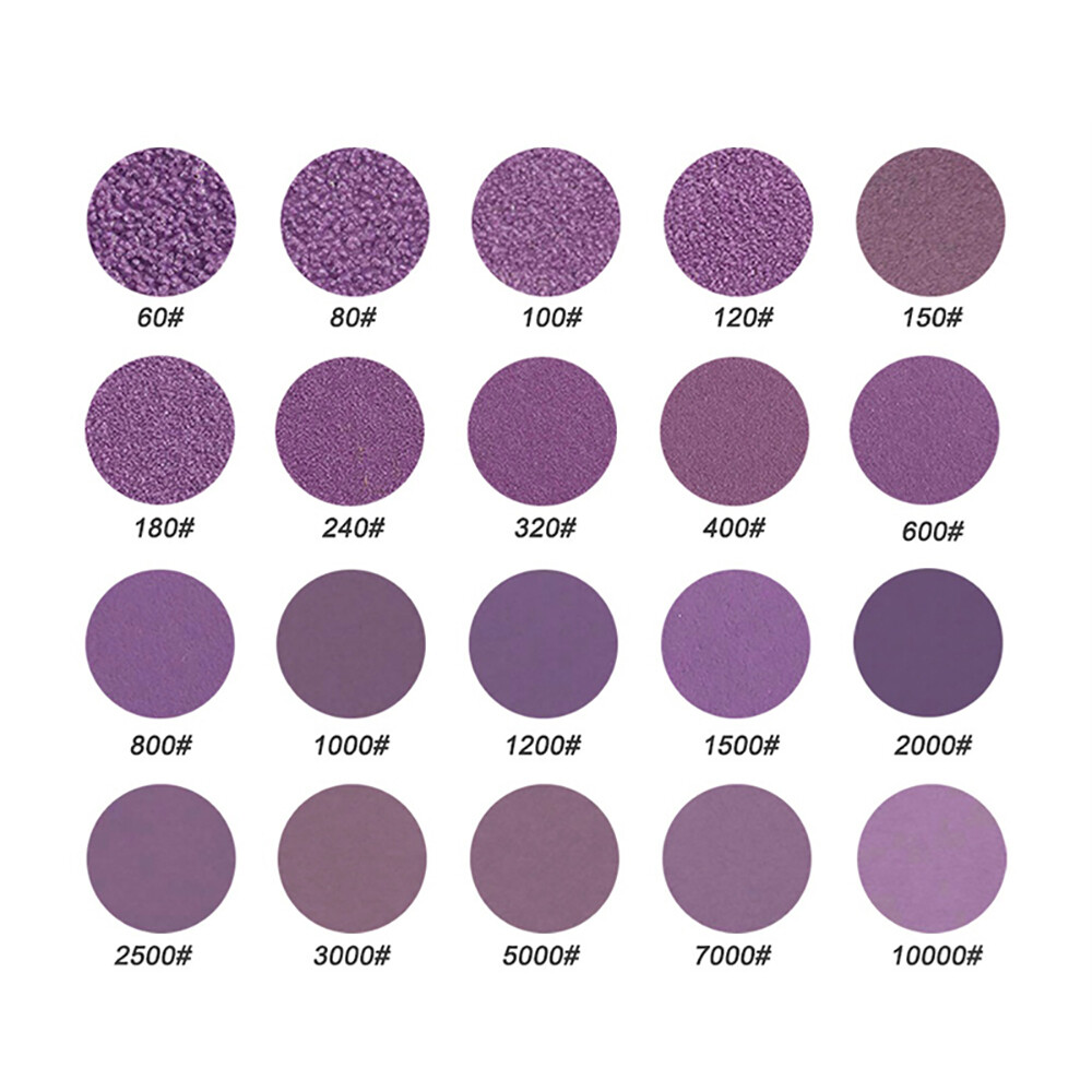 5 Inch 125mm Purple Sandpaper Wet And Dry Sanding Discs Waterproof 60-10000 Grit