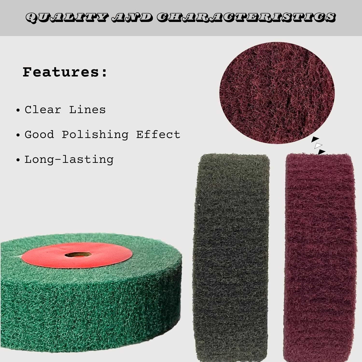 3Pcs 4″ Nylon Polishing Wheels, 320/600/800 Grit, 1.2″ Thickness, 1/2″ Arbor