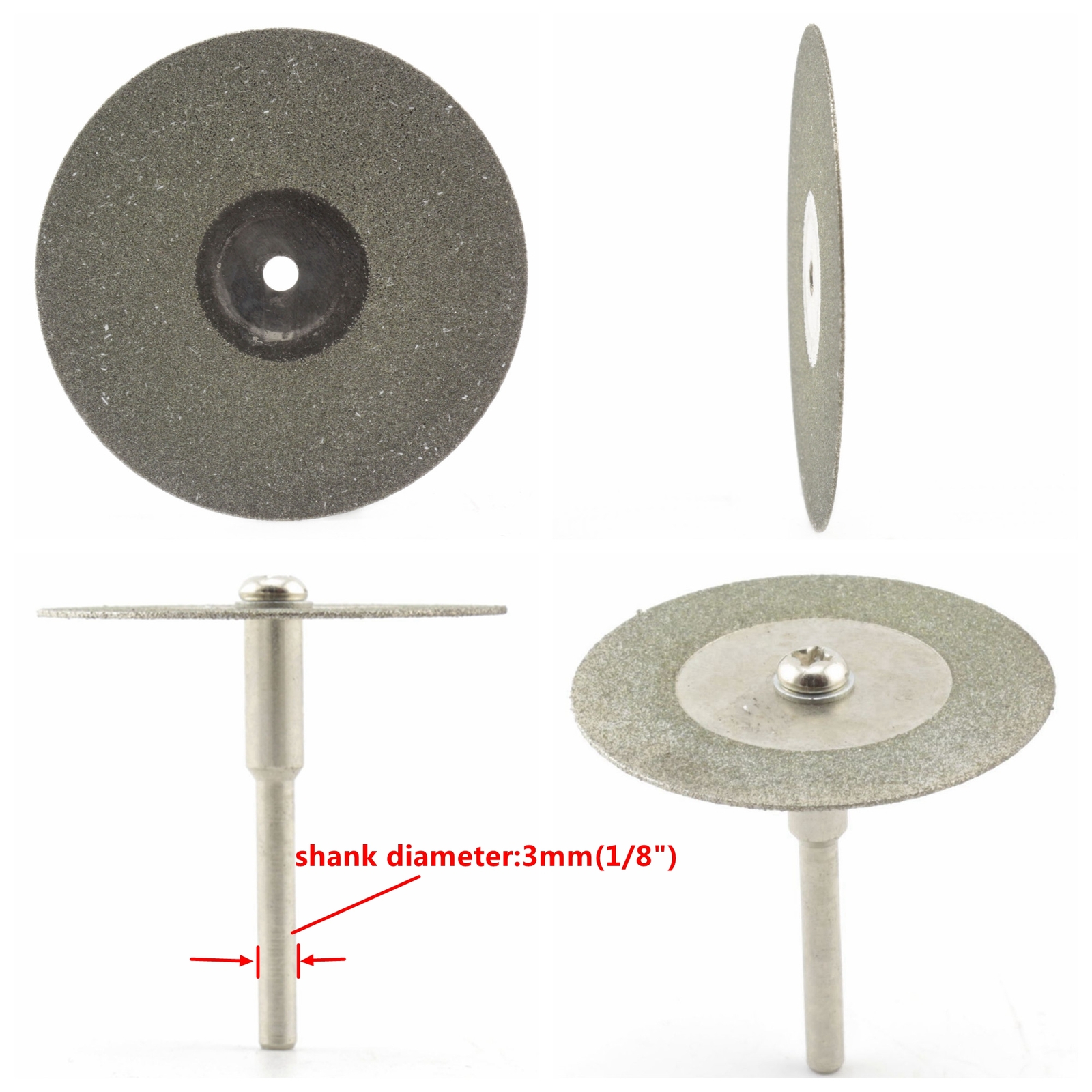 10Pcs Diamond Cutting Wheel 16mm with Mandrel (3mm) 2pcs for Dremel Rotary Tools