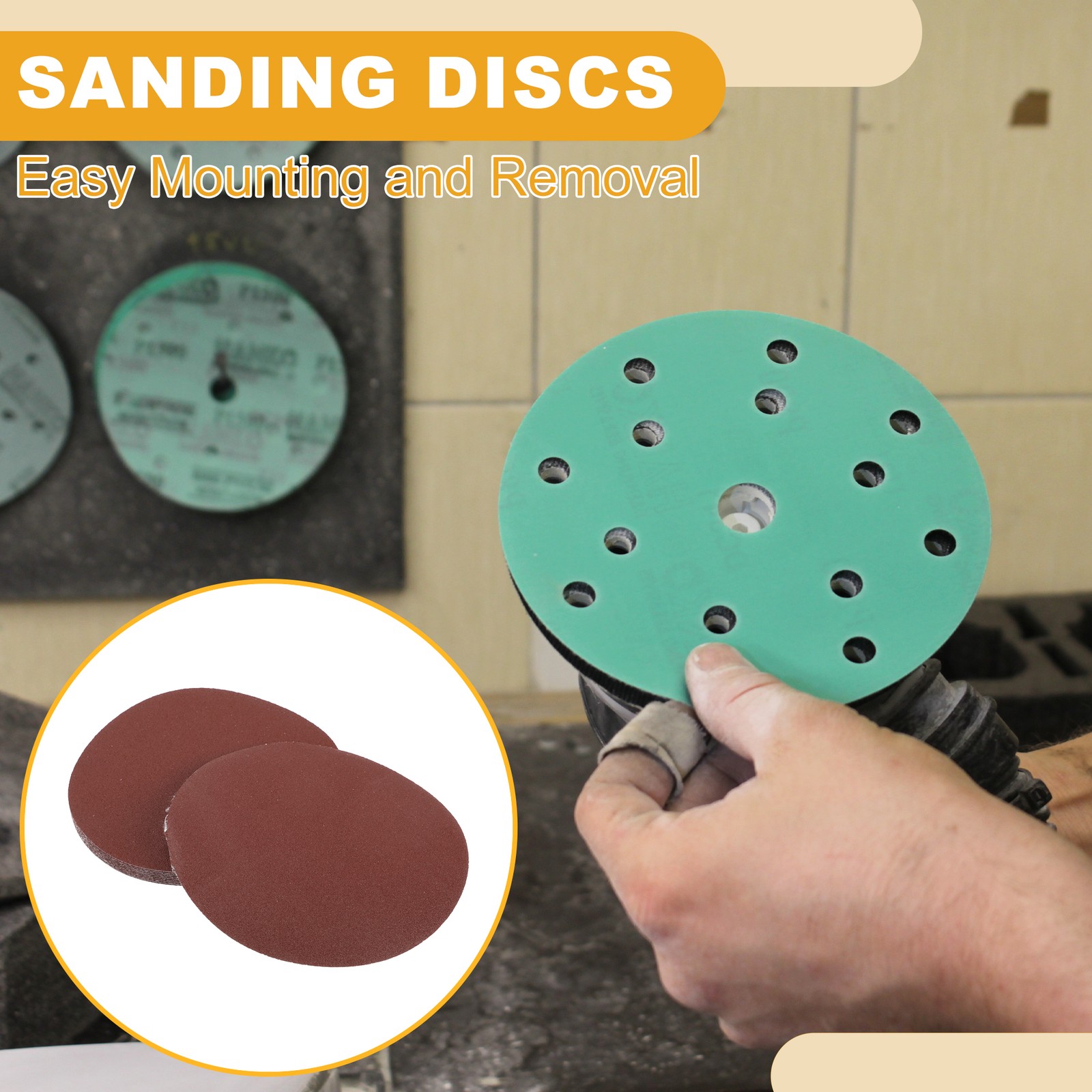 10 Pcs 100Grit Universal Sanding Discs-Round Hook Loop Sandpaper-White Paper Red