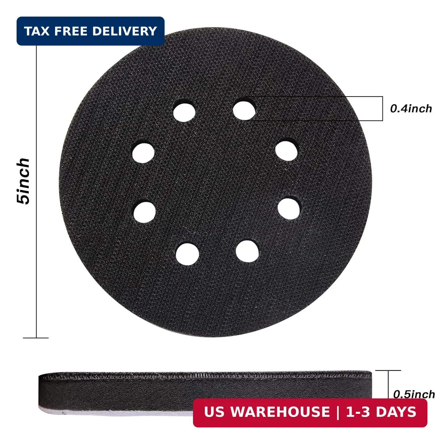 TPSUIPA 6 Pack 5 Inch 8 Hole Foam Sanding Pads, Soft Density Interface Pad, H…