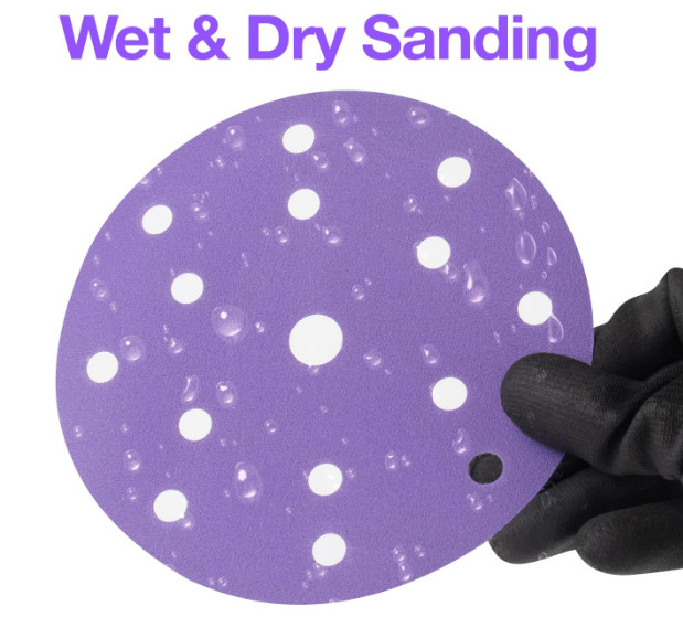 SATC 100PCS 6″ Ceramic Purple Sanding Disc 15-Hole Hook & Loop 600Grit For Metal