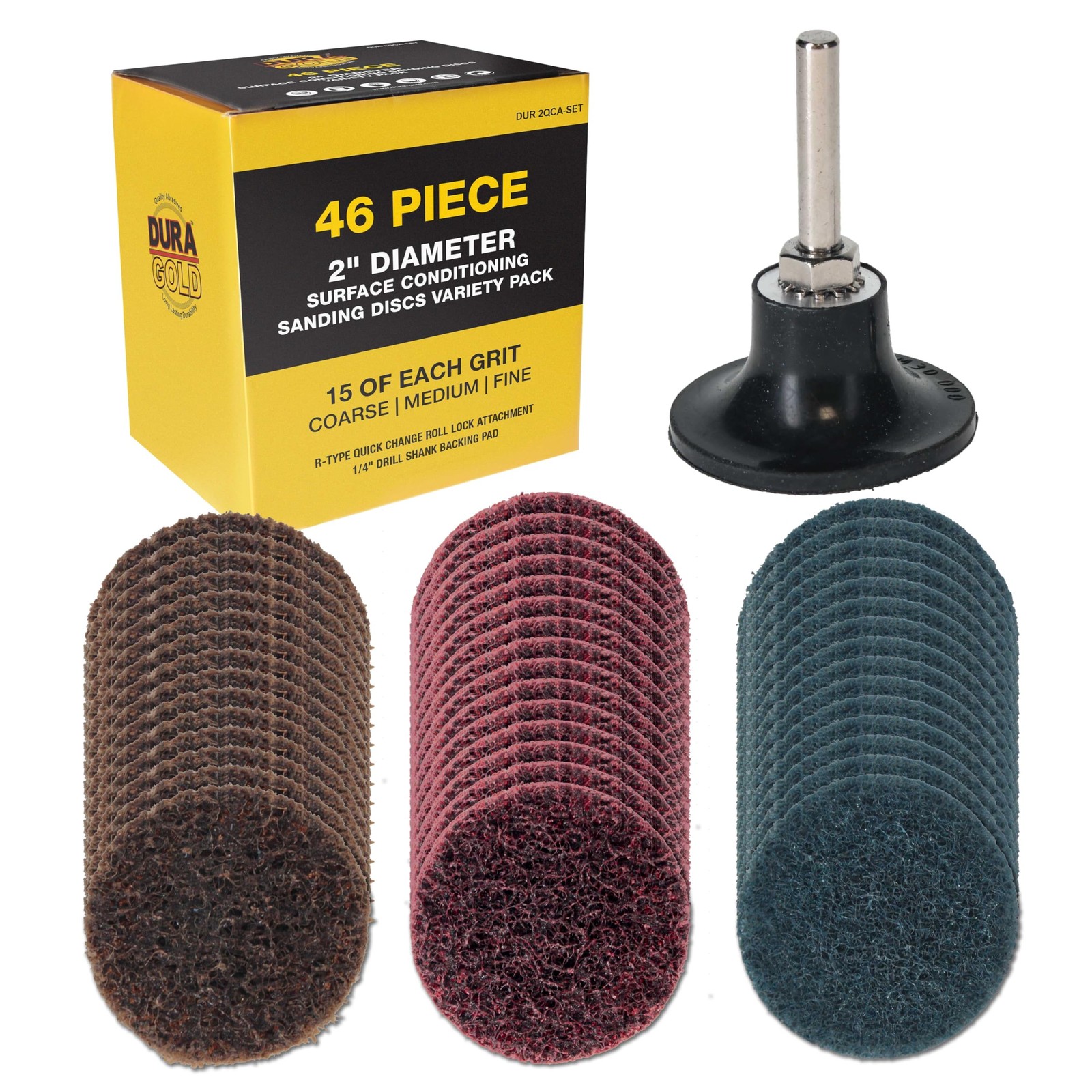 Dura-Gold 46-Piece 2″ Diameter Surface Conditioning Sanding Multicolored