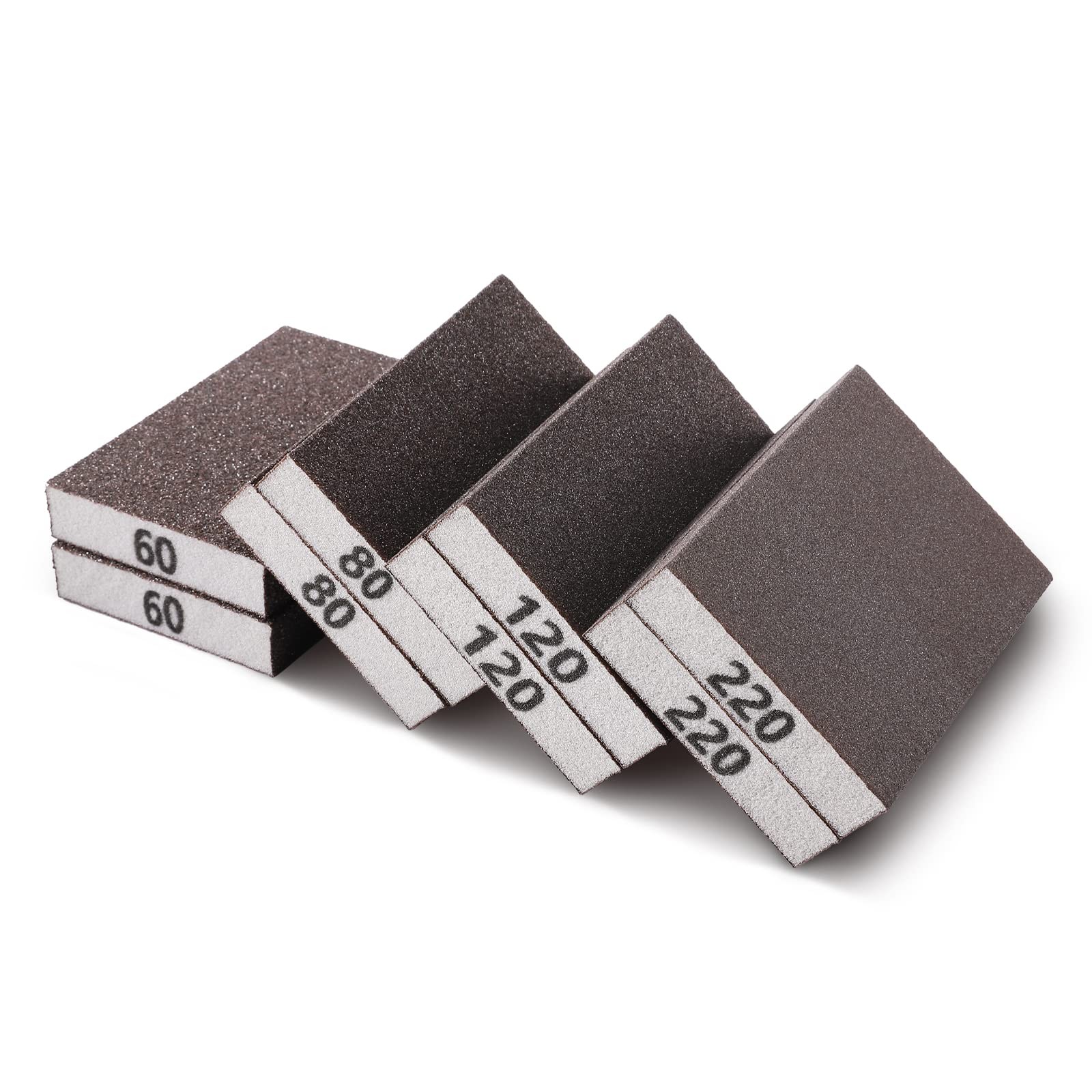 8PCS Sanding Sponge, Sanding Blocks of 60/80/120/220 Assorted Grits, Flexible