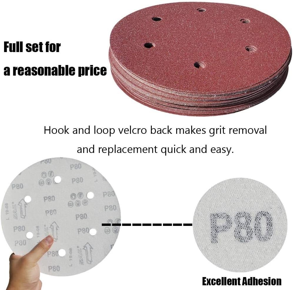 50 PCS 9 Inch 6 Hole Drywall Sanding Discs Set -10 Each of 60 80 120 150 240…